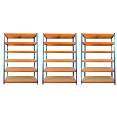 3 Bays of 6 Tier Extra Heavy Duty Storage Racking 1800h x 1200w x 450d mm 300kg