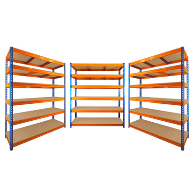 3 Bays of 6 Tier ULTRA HEAVY DUTY Storage Racking 1800h x 1500w x 450d mm 350kg