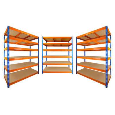 3 Bays of 6 Tier ULTRA HEAVY DUTY Storage Racking 1800h x 1500w x 600d mm 350kg