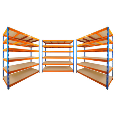 3 Bays of 6 Tier ULTRA HEAVY DUTY Storage Racking 1800h x 1800w x 600d mm 350kg