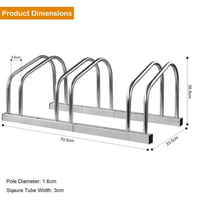 3 Bike Stand Rack Floor & Wall Mount Bicycle Parking for Indoor/Outdoor Use