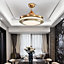 3 Blade Gold Round Crystal Diammable Ceiling Fan Light with Remote Control