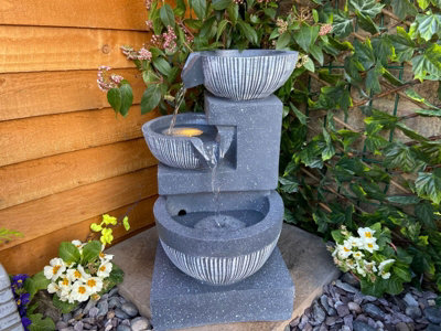 3 Bowl Pour Contemporary Mains Plugin Powered Water Feature