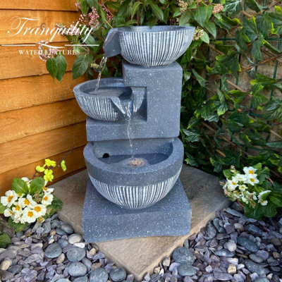 3 Bowl Pour Contemporary Mains Plugin Powered Water Feature