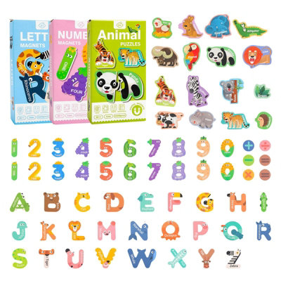 3 Box Colorful Letters Numbers with Animal Puzzles Educational Fridge ...