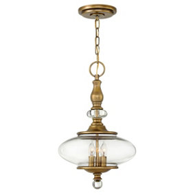 3 Bulb Ceiling Pendant Light Fitting Heritage Brass LED E14 60W Bulb