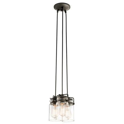 3 Bulb Ceiling Pendant Light Fitting Olde Bronze LED E27 60W Bulb