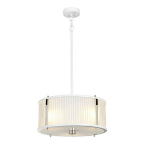 3 Bulb Ceiling Pendant White Satin Painted / Highly Polished Nickel LED E27 60W