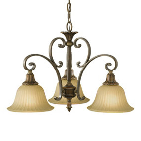 3 Bulb Chandelier Ceiling Light Firenze Gold British Bronze LED E27 60W