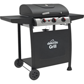 3 Burner Gas BBQ Grill & Ignition - Portable Garden Cooking - Easy Clean Bucket