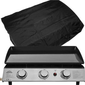3 Burner Portable Flat Top Plancha Grill & Cover Set - Stainless Steel Camping
