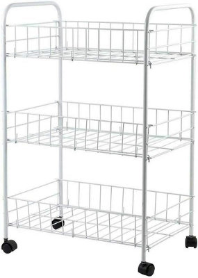 3 Chrome 3 Tier Fruit Vegetable Trolley - With Castors Wheels Kitchen ...