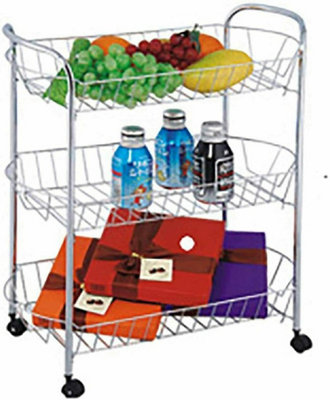 3 Chrome 3 Tier Fruit Vegetable Trolley - With Castors Wheels Kitchen ...