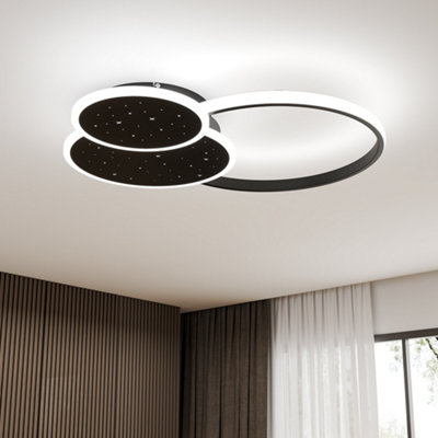 3 Circles Classic Black Finish Starry Sky LED Ceiling Light in White Light for Living Room Dining Room