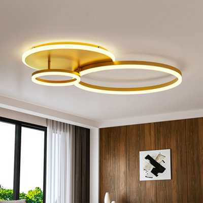 3 Circular Classic Golden Loops Energy Efficient LED Flush Ceiling Light 65cm