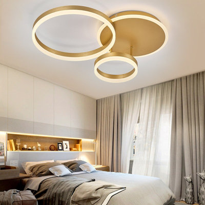 3 Circular Classic Golden Loops Energy Efficient LED Flush Ceiling Light 65cm