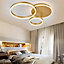 3 Circular Classic Golden Loops Energy Efficient LED Flush Ceiling Light Fixture Dimmable 65cm
