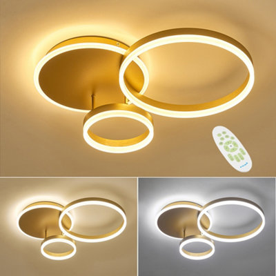 3 Circular Classic Golden Loops Low energy LED Flush Ceiling Light 65cm