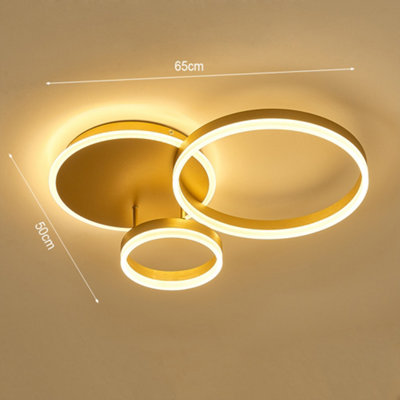 3 Circular Classic Golden Loops Low energy LED Flush Ceiling Light 65cm