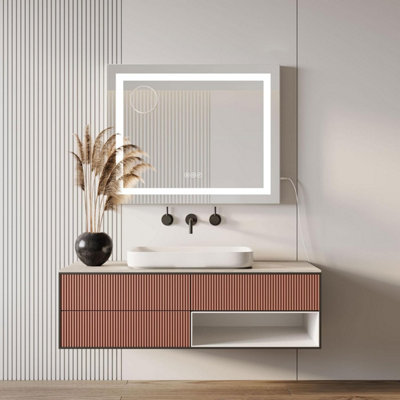 3 Color Dimmable Bluetooth Vanity Mirror with Lights, USB & Type-C Charging Port and 5X Magnification, 58cm x 48cm