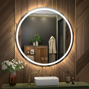 3-Color LED Round Bathroom Vanity Mirror 50CM x 50CM