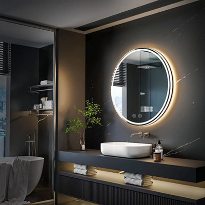3 Color LED Round Bathroom Vanity Mirror 60CM x 60CM