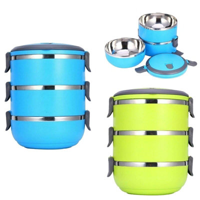 3 Compartment Stackable Stainless Steel Lunch Box Stackable Lunch Box 3 ...