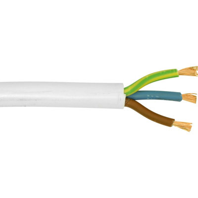 3 Core White Round PVC Flex 0.75mm Electric Wire Cable Flexible 5 Meters