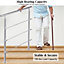 3 Crossbars Silver Floor Mount Stainless Steel Handrail for Outdoor Slopes and Stairs 100cm W x 110cm H