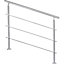 3 Crossbars Silver Floor Mount Stainless Steel Stair Railing Handrail for Outdoor Steps 180cm W x 110cm H