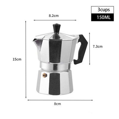3 Cup 150ml Stovetop Espresso Maker Italian Moka Pot