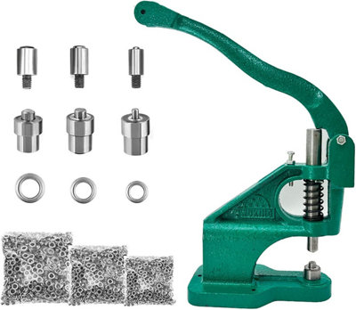 Qwork - Hand Press Heavy Duty Eyelet Grommet Machine Punch Tool Kit with 3  Dies and 1500