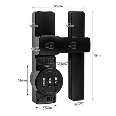 3 Digit Combination Barn Door Latch Keyless Adhesive & Screw Flip Lock