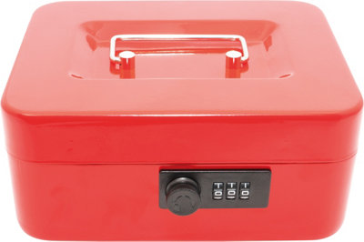 3-Digit Combination Home Office Cash Document Safe Box with Coin Tray- Red
