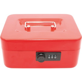 3-Digit Combination Home Office Cash Document Safe Box with Coin Tray- Red