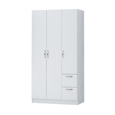 3 Door 2 Drawer Double Wardrobe In White