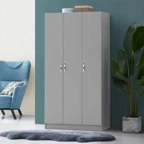 3 Door Double Wardrobe In Grey