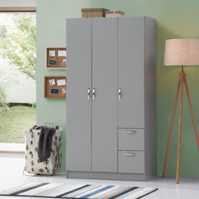 3 Door Double Wardrobe In Grey