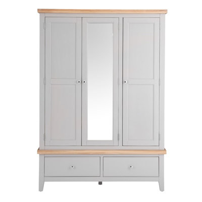 3 Door Wardrobe - L1350 x W55 x H190 cm - Grey