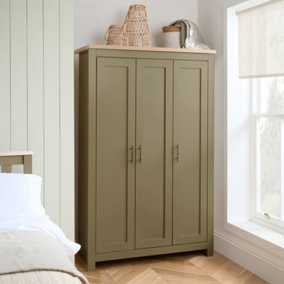 3 Door Wardrobe Olive Birlea Highgate & Oak Farmhouse Shabby Chic