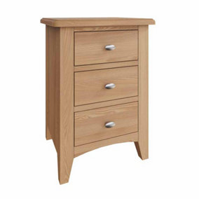 3 Drawer Bedside Cabinet - Pine/MDF - L42 x W35 x H58 cm - Light Oak