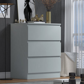 3 Drawer Bedside Nightstand Chest Of Drawers Matt Grey