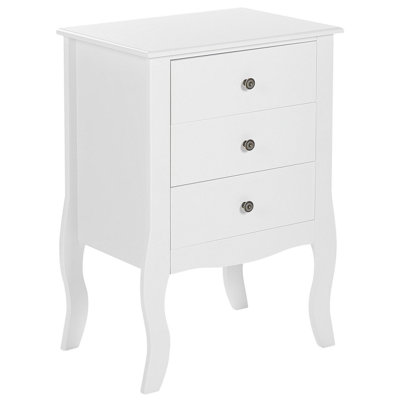 3 Drawer Bedside Table LANE White