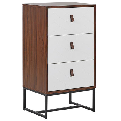 3 Drawer Chest Dark Wood with White NUEVA