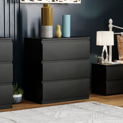 3 Drawer Chest of Drawers, Bedroom Storage Cabinet Furniture Unit, H77 ...