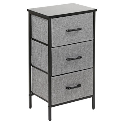 3 Drawer Chest of Drawers Fabric Storage Unit with Wood Top and Metal ...