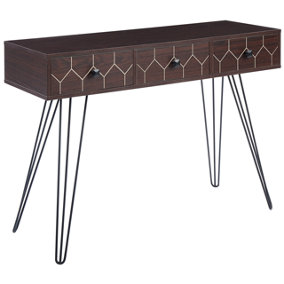 3 Drawer Console Table Dark Wood with Black MALSALA