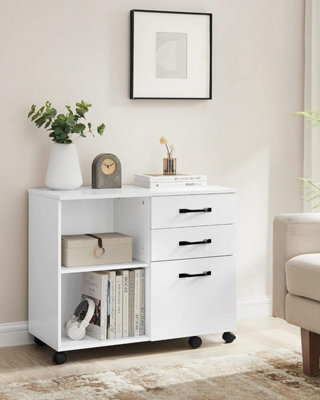 3-Drawer File Cabinet, Mobile Lateral Filing Cabinet with Open ...