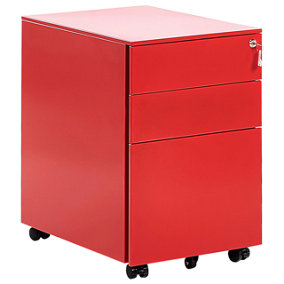 3 Drawer Metal Filing Cabinet Red CAMI