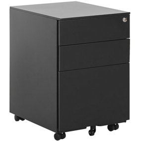 3 Drawer Metal Storage Cabinet Black CAMI